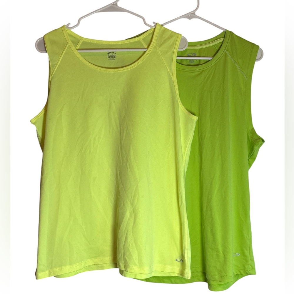 TWO! Champion DuoDry XXL Neon Tank Tops Athletic Sleeveless Shirts